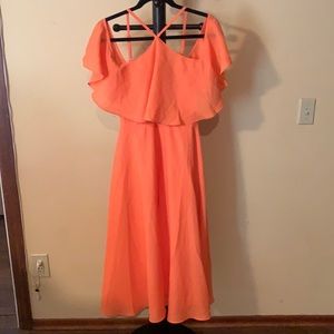 NWT! ASOS Peach midi flutter sleeve dress 0